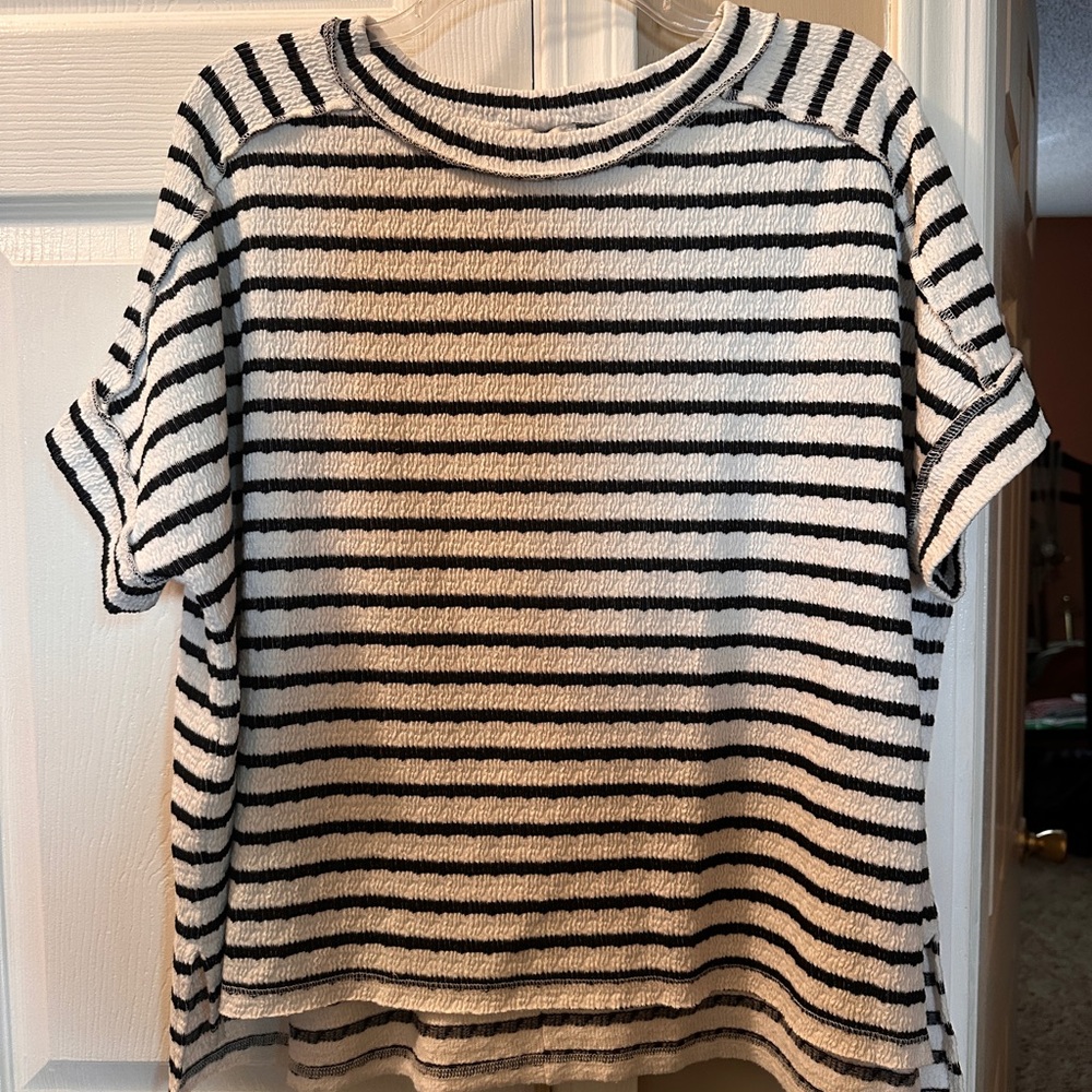 Zenana Outfitters Monochrome Striped Tee